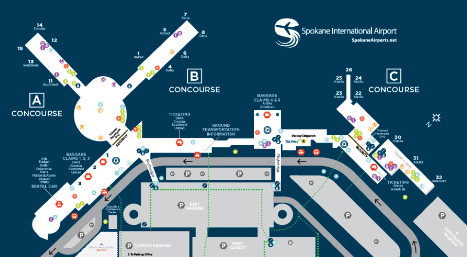 Spokane Intl Airport > Terminal > Terminal Map